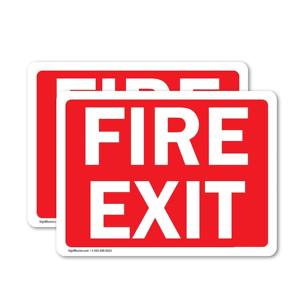 Signmission Fire Exit Sign, Vinyl Decal, 14in W x 10in L, 2PK OS-2PACK-CL-D-1014-L-20001 - main